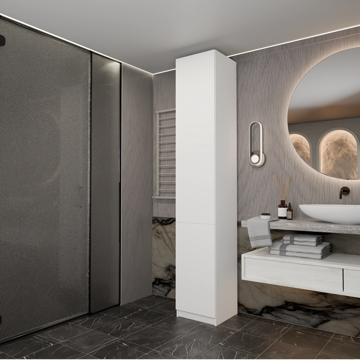 Шкаф-пенал с раздельным хранением Япет Белый 
